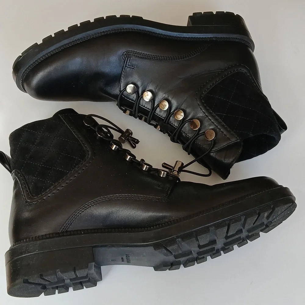 AQUATALIA Black Leather Luxery Moto Classic Boots Made In ITALY womens Sz10 - Picture 3 of 8
